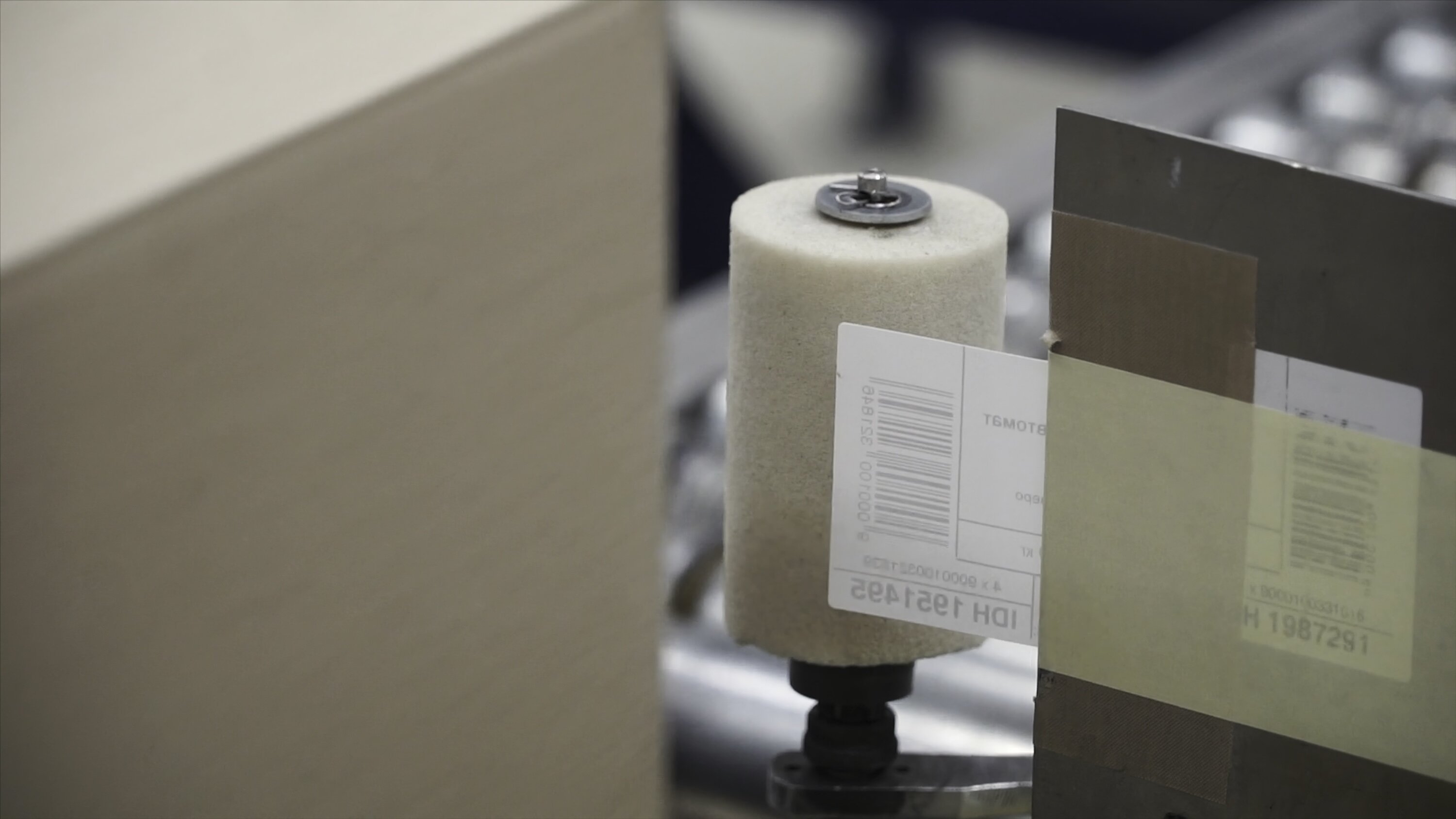 Cardboard manufacture machine propduct line making boxes. Clip. Packed courier on production line against cardboard boxes in warehouse. Cardboard box production line 通全印刷一貫化貼紙商標印刷廠